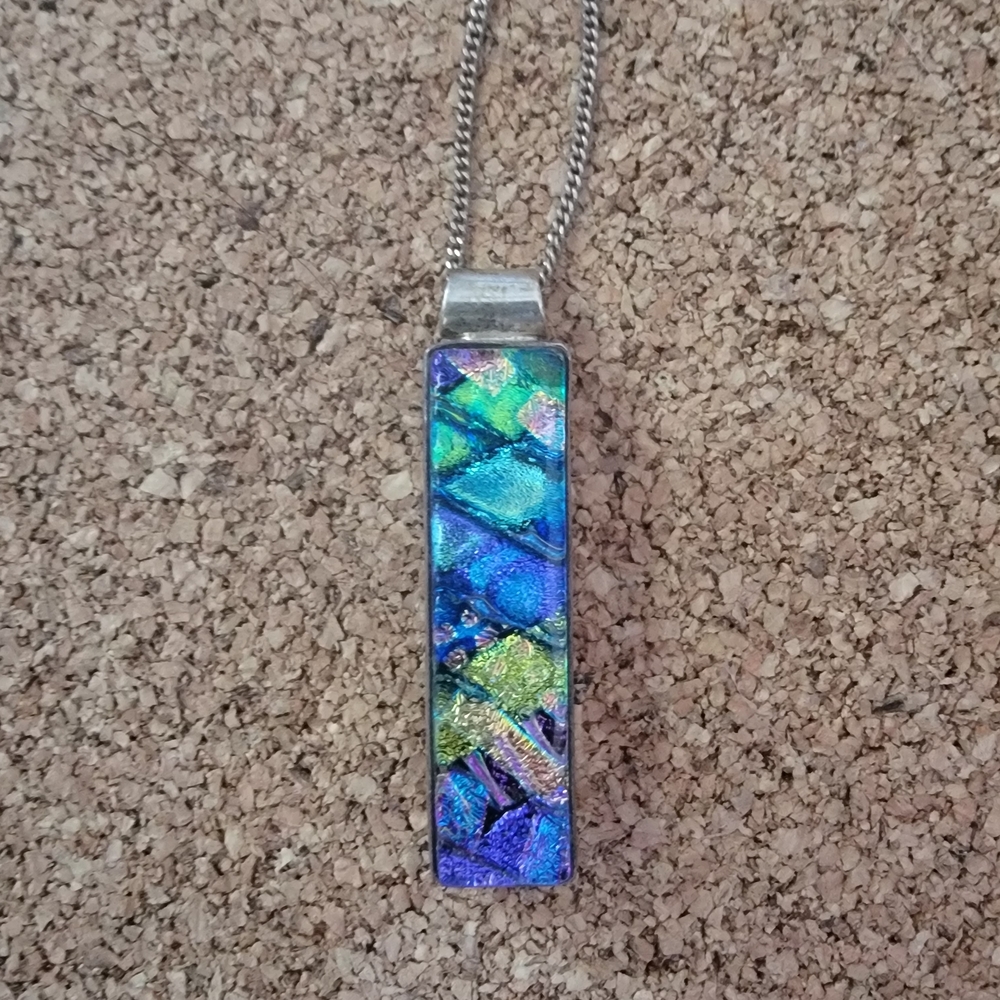 Elegant Multicolor Pendant Necklace Sterling Siver 925